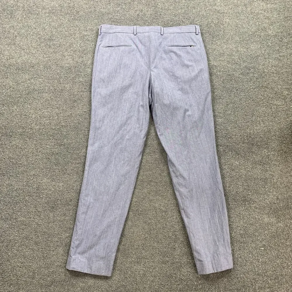 Hugo Boss Pants Mens 36 Blue Gray Cotton Wool Blend Flat Front Dress Trouser